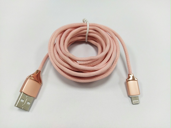 31-3米2A布艺编织苹果数据线粉色