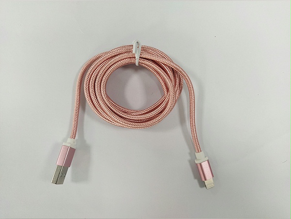 25-尼龙编织2A苹果数据线粉色